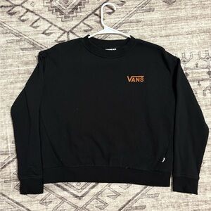 Vintage Vans Black Crewneck Sweater with Ribbed Cuffs